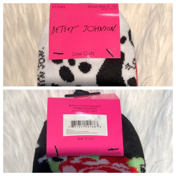 10 Pack BETSEY JOHNSON Dalmatian Dog Flower Socks - Picture 5 of 8